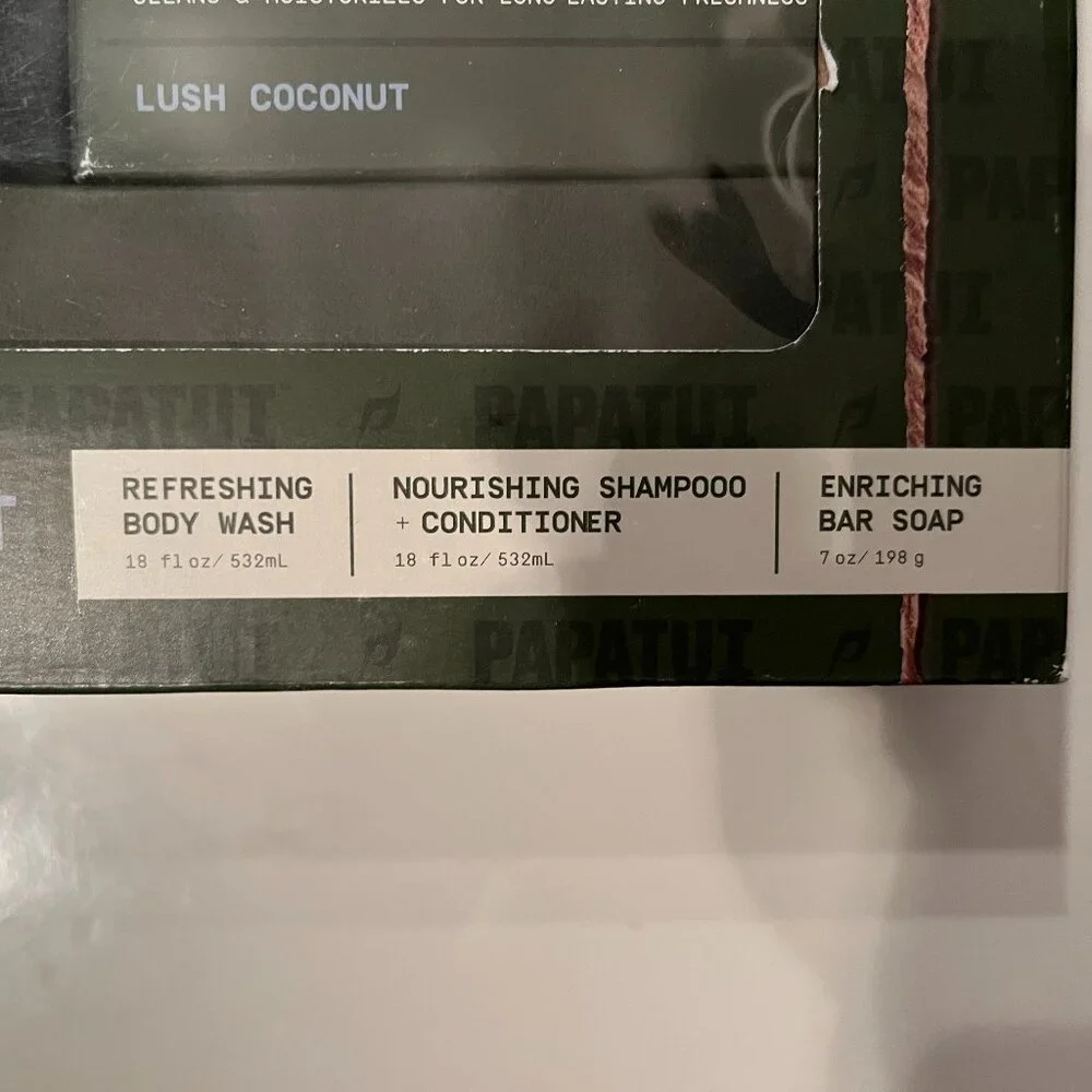Papatui Men's Shower Pack - Lush Coconut (Body Wash,‎ Shampoo-Conditioner-Soap)